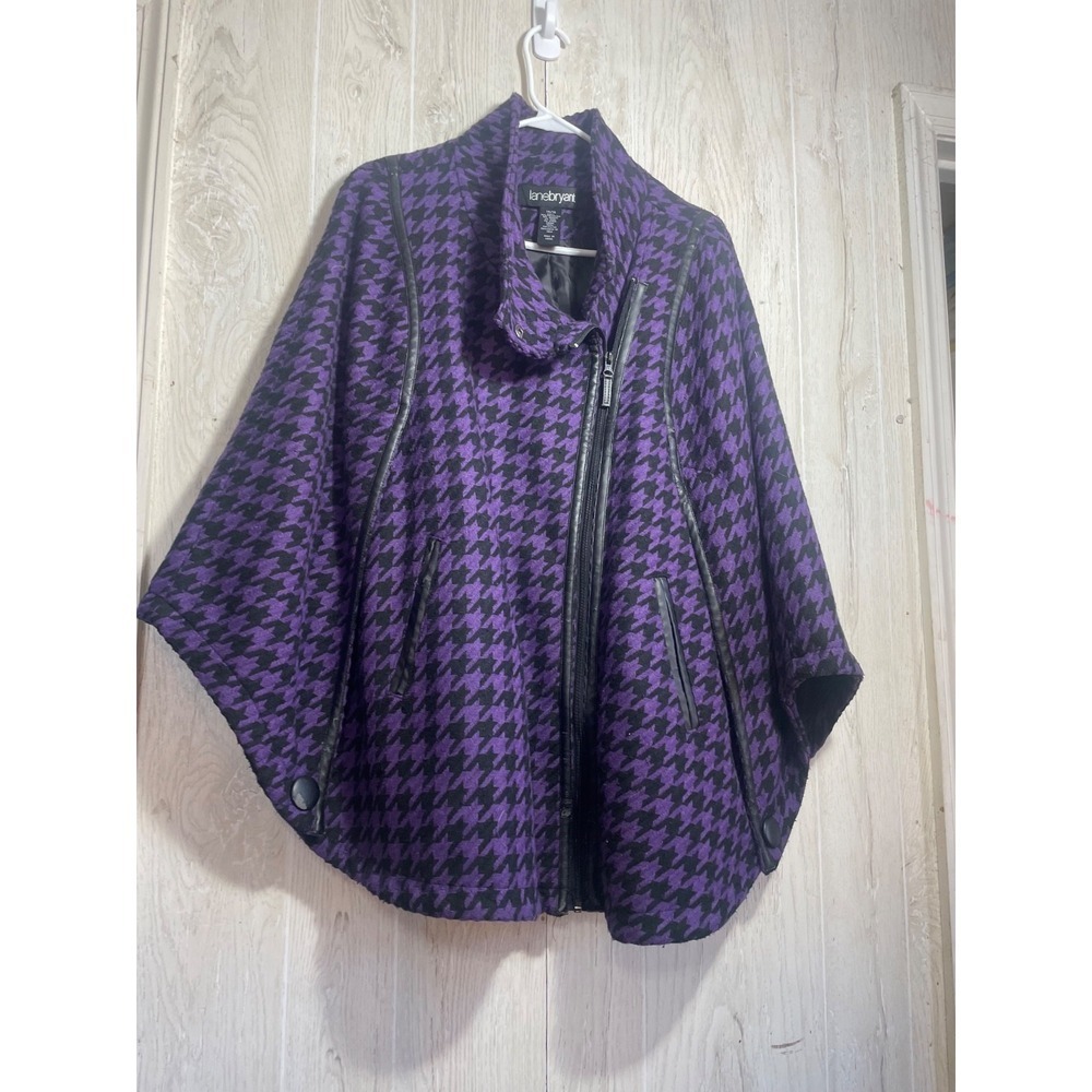 Lane Bryant 14/16 Purple Black‎ Houndstooth Cape